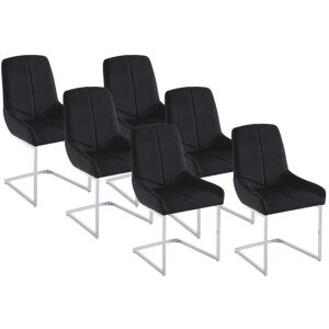 Vente-unique Lot de 6 chaises en velours et metal - Noir - BERLONA