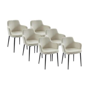 Lot de 6 chaises en velours cotele et metal Creme CELOLA de Pascal MORABITO