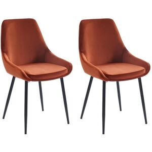 Vente-unique Lot de 2 chaises - Velours et metal noir - Terracotta - MASURIE