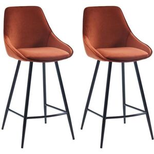 Vente-unique Lot de 2 tabourets de bar - Velours - Terracotta - MASURIE