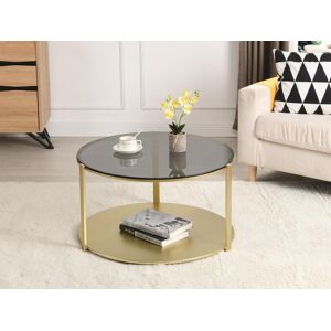 Vente unique Table basse en metal et verre Dore et Noir DIBIA