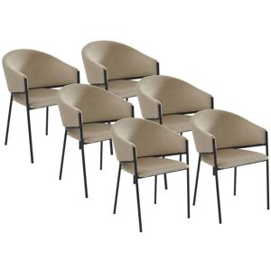 Lot de 6 chaises avec accoudoirs en velours et metal noir Beige ORDIDA de Pascal MORABITO