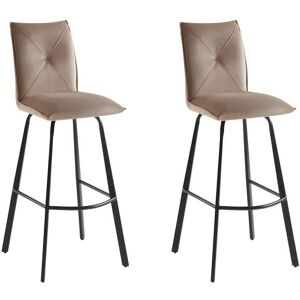 Vente unique Lot de 2 tabourets de bar Velours et Metal Taupe INDILANE