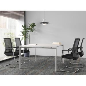 Workea Chaise de reunion professionnelle Tissu et metal chrome Noir RULIO