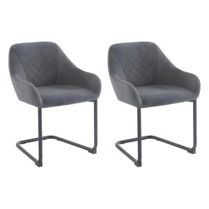 Lot de 2 chaises avec accoudoirs en tissu et metal Gris WAFA de Pascal MORABITO