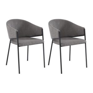 Lot de 2 chaises avec accoudoirs en tissu et metal noir - Gris - ORDIDA de Pascal MORABITO