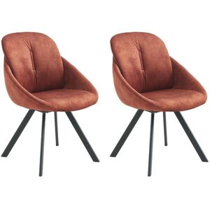 Vente-unique Lot de 2 chaises avec accoudoirs en velours et metal noir - Terracotta - BUSSELTON