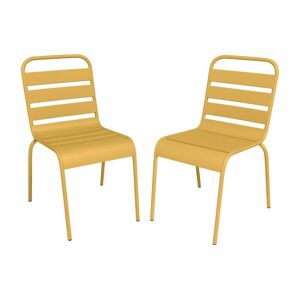 Lot de 2 chaises de jardin empilables en metal Jaune moutarde MIRMANDE de MYLIA