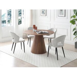 Vente unique Table a manger ronde 4 couverts en MDF Naturel fonce ANTALIZA