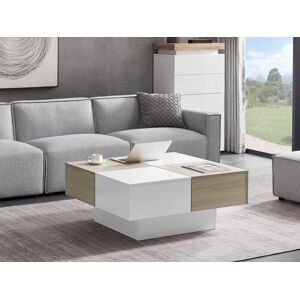 Vente unique Table basse avec 4 tiroirs en MDF Naturel et blanc laque MAYLON