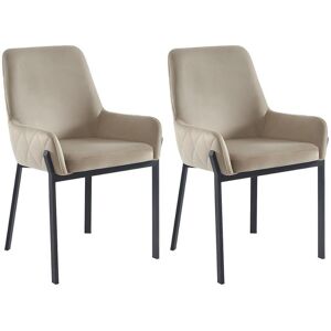 Lot de 2 chaises avec accoudoirs en velours et metal Beige CAROLONA de Pascal MORABITO