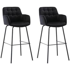 Lot de 2 tabourets de bar en velours et metal Noir PEGA de Pascal MORABITO