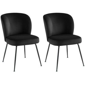 Vente unique Lot de 2 chaises en velours et metal Noir POLPONA