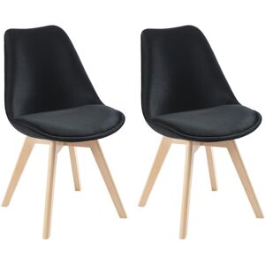 Vente-unique Lot de 2 chaises en velours et hetre - Noir - JODY