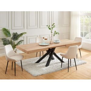 Vente-unique Table a manger extensible 6 a 10 couverts en MDF et metal - Naturel et noir - CATONAV