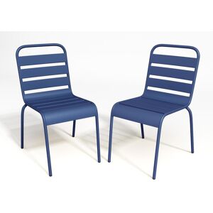 Lot de 2 chaises de jardin empilables en metal - Bleu nuit - MIRMANDE de MYLIA