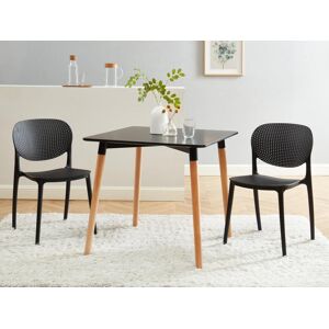 Vente-unique Table a manger 2 couverts en MDF et hetre - Noir - CARISELA