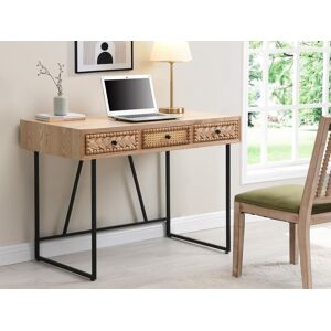 Vente unique Bureau avec 3 tiroirs MDF et metal Coloris Naturel et noir AKIVI