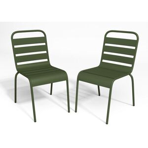 Lot de 2 chaises de jardin empilables en metal - Kaki - MIRMANDE de MYLIA