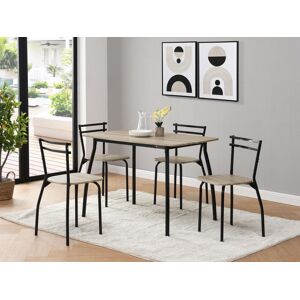 Vente unique Ensemble table 4 chaises en MDF et metal Naturel et noir FELONA