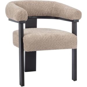 Vente-unique Chaise avec accoudoirs en tissu bouclette et bois d'hevea - Taupe et noir - LIVELIA