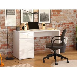 Vente-unique Bureau avec 1 tiroir et 1 porte - MDF - Blanc brillant - KATNIS