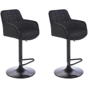 Lot de 2 tabourets de bar en velours et metal - Hauteur ajustable - Noir - PEGA de Pascal MORABITO