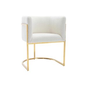 Chaise avec accoudoirs - Tissu bouclette et acier inoxydable - Blanc et dore - PERIA de Pascal MORABITO