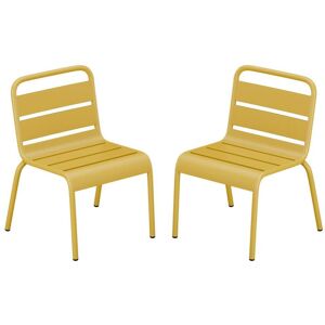 Lot de 2 chaises de jardin empilables pour enfants en metal Jaune moutarde POPAYAN de MYLIA