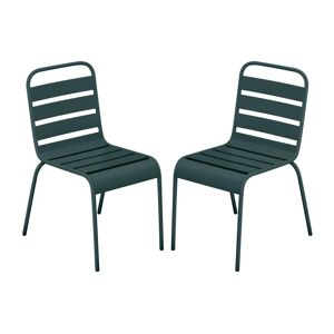 Lot de 2 chaises de jardin empilables en metal Vert sapin MIRMANDE de MYLIA
