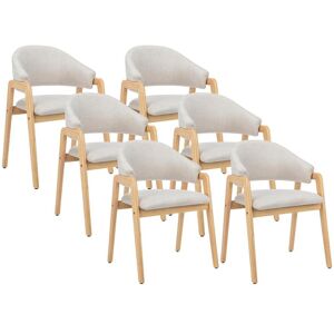 Vente-unique Lot de 6 chaises avec accoudoirs en tissu et bois d