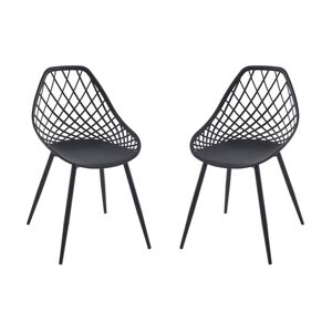 Lot de 2 chaises de jardin en polypropylene avec pieds en metal - Noir - MALAGA de MYLIA