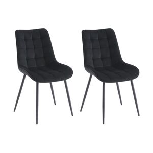 Vente-unique Lot de 2 chaises matelassees - Velours et metal - Noir - OLLUA