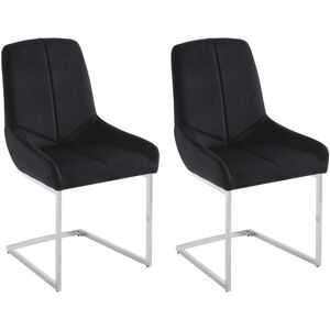 Vente-unique Lot de 2 chaises en velours et metal - Noir - BERLONA