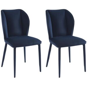 Lot de 2 chaises en velours et metal Bleu nuit CARVENI de Pascal MORABITO