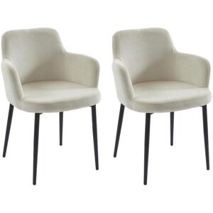 Lot de 2 chaises en velours cotele et metal Creme CELOLA de Pascal MORABITO