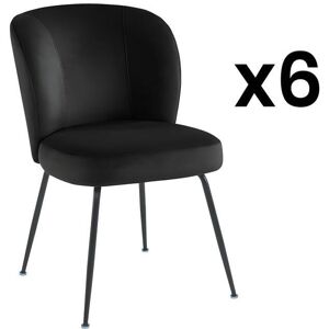 Vente unique Lot de 6 chaises en velours et metal Noir POLPONA