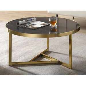 Vente-unique Table basse en marbre et metal - Noir et dore - ROBURTA