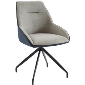 Vente unique Chaise en tissu velours cotele et metal Beige et bleu CHANILA