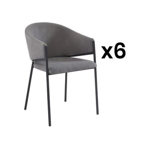 Lot de 6 chaises avec accoudoirs en tissu et metal - Gris - ORDIDA de Pascal MORABITO
