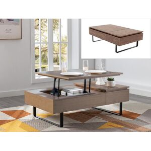 Vente unique Table basse avec plateau relevable et 1 tiroir en MDF et metal Naturel fonce DALAHO