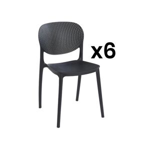 Vente unique Lot de 6 chaises empilables en polypropylene Noir CARETANE