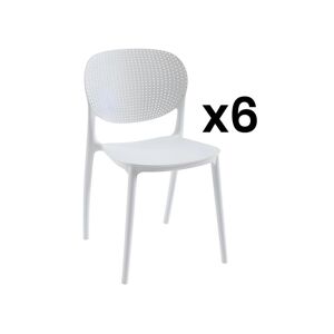 Vente unique Lot de 6 chaises empilables en polypropylene Blanc CARETANE
