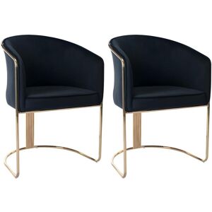 Lot de 2 chaises avec accoudoirs en velours et metal Noir et dore JOSETHE de Pascal MORABITO