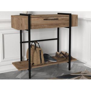 Vente-unique Console avec 1 porte et 1 etagere - Naturel clair et noir - CHENOA