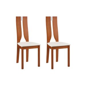 Vente-unique Lot de 2 chaises SILVIA - Hetre massif - Merisier et blanc