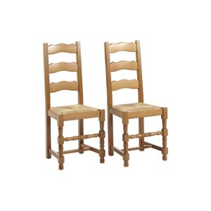 Vente-unique Lot de 2 chaises SEGUIN - Hetre massif & assise en paille de seigle