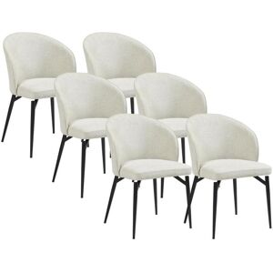 Vente-unique Lot de 6 chaises en tissu et metal - Creme - GILONA