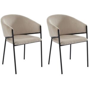 Lot de 2 chaises avec accoudoirs en velours cotele et metal noir Creme ORDIDA de Pascal MORABITO