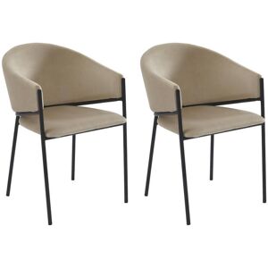 Lot de 2 chaises avec accoudoirs en velours et metal noir Beige ORDIDA de Pascal MORABITO